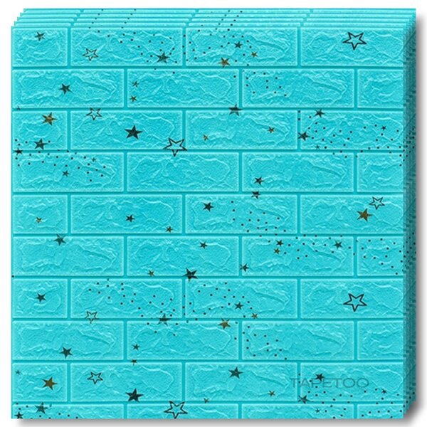 10 x Placi Tapet 3D - 70 X 77 Cm "Albastru Cu Steluțe" 3mm ( COD: 53 )