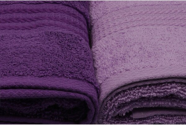 Set 4 prosoape baie RAINBOW, mov, bumbac, 50x90 cm