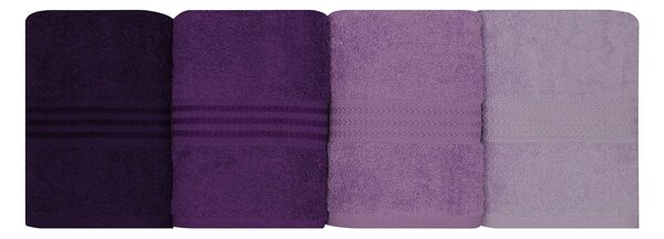 Set 4 prosoape baie RAINBOW, mov, bumbac, 50x90 cm