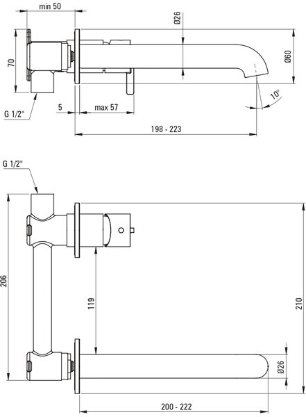 Deante Silia baterie lavoar ascuns auriu BQS_R54L