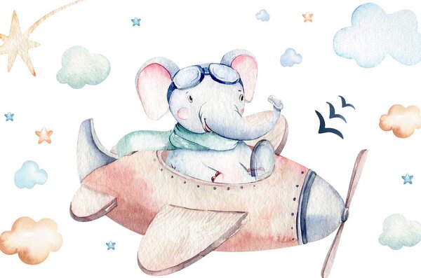Tablou elefant pe un avion