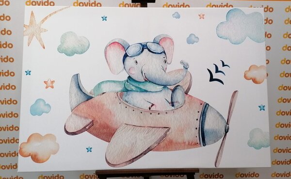 Tablou elefant pe un avion