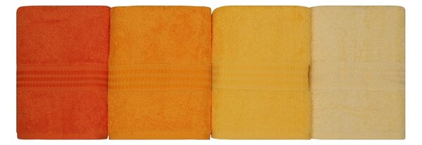 Set 4 prosoape baie RAINBOW, portocaliu/galben, bumbac, 50x90 cm