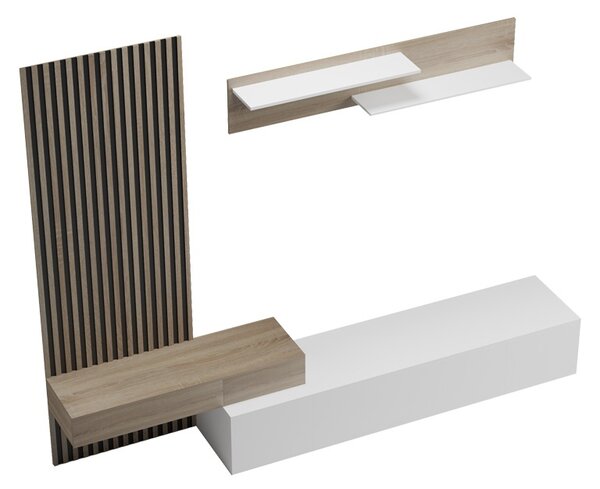 Ansamblu comoda TV Litende Alb 249.4x42.2x199.5 cm