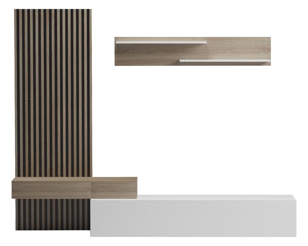 Ansamblu comoda TV Litende Alb 249.4x42.2x199.5 cm