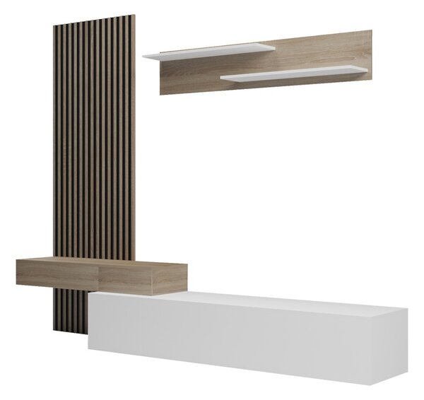 Ansamblu comoda TV Litende Alb 249.4x42.2x199.5 cm