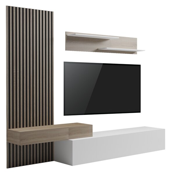 Ansamblu comoda TV Litende Alb 249.4x42.2x199.5 cm