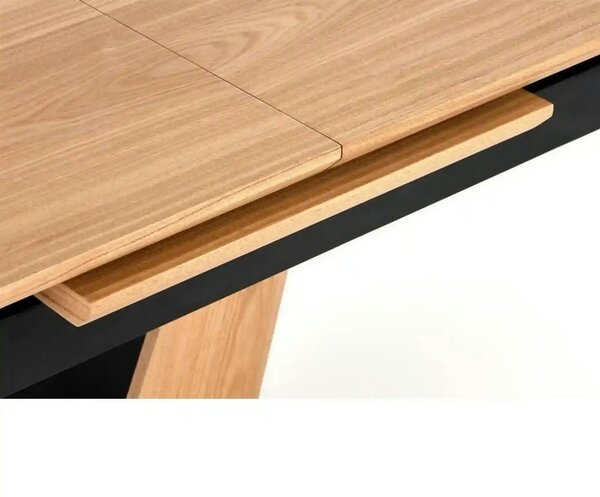 Masa extensibila UMBERTO, stejar/negru, 160/200x90x77 cm