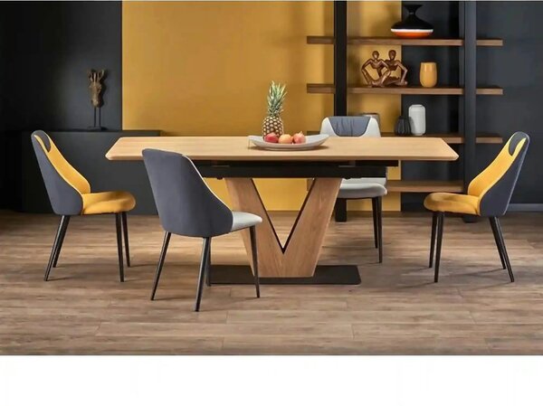 Masa extensibila UMBERTO, stejar/negru, 160/200x90x77 cm