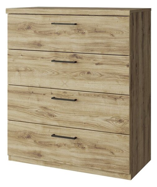 Comoda DOORSET, stejar navarra/negru, PAL laminat/plastic, 80x41x95 cm