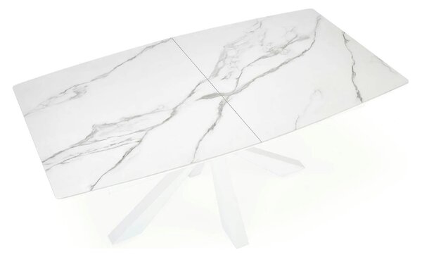 Masa living extensibila alba VIVALDI, ceramica/metal, 160/200x90x78 cm