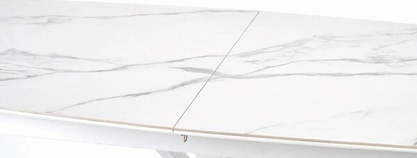 Masa living extensibila alba VIVALDI, ceramica/metal, 160/200x90x78 cm