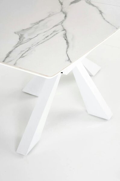 Masa living extensibila alba VIVALDI, ceramica/metal, 160/200x90x78 cm