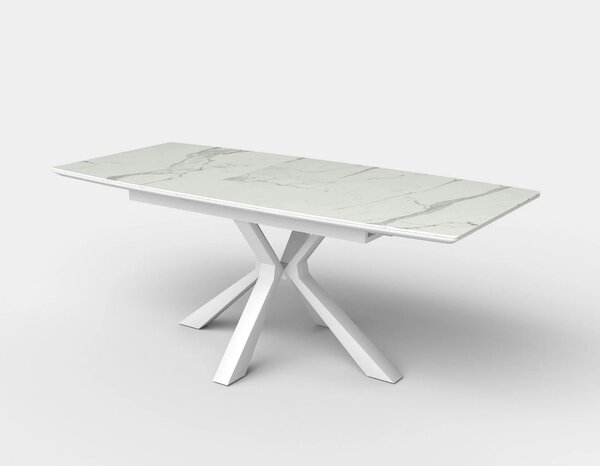 Masa living extensibila alba VIVALDI, ceramica/metal, 160/200x90x78 cm