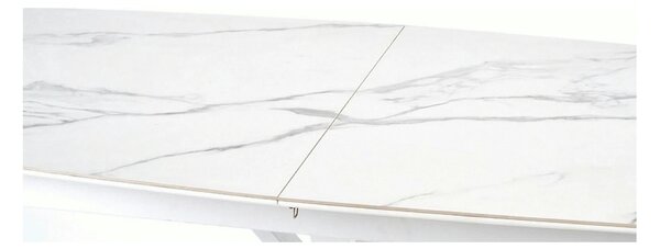 Masa living extensibila alba VIVALDI, ceramica/metal, 160/200x90x78 cm