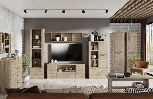 Biblioteca DOORSET, stejar navarra, PAL laminat, 55x41x210 cm