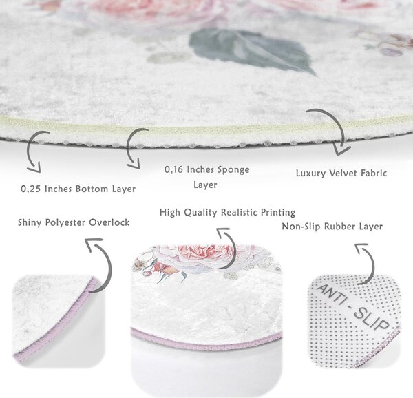 Covor rotund alb-roz lavabil adecvat și pentru aspiratoare robot ø 80 cm Comfort – Mila Home