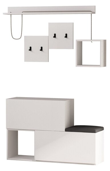 Set hol HOLDON, alb/gri, PAL melaminat, format din cuier, pantofar, po