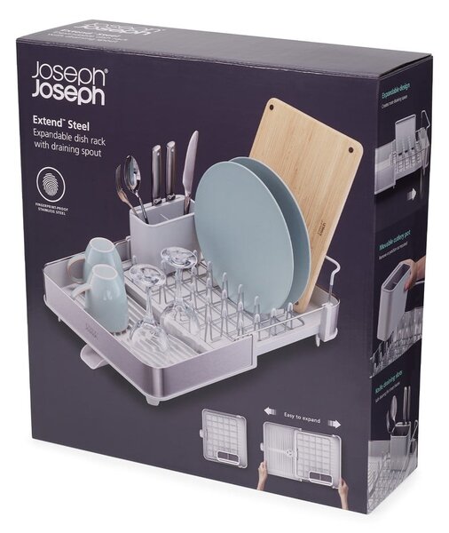 Scurgător de vase argintiu din metal Extend – Joseph Joseph