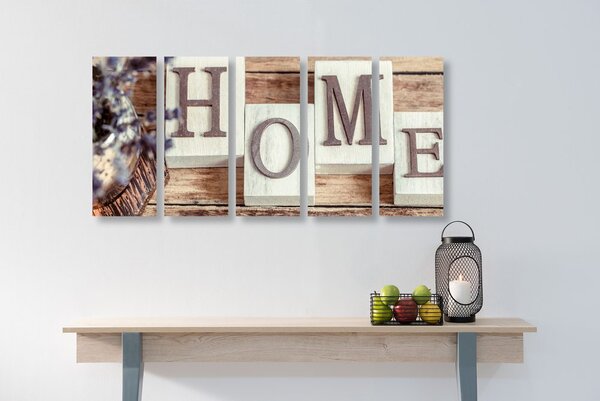 Tablou 5-piese litere HOME