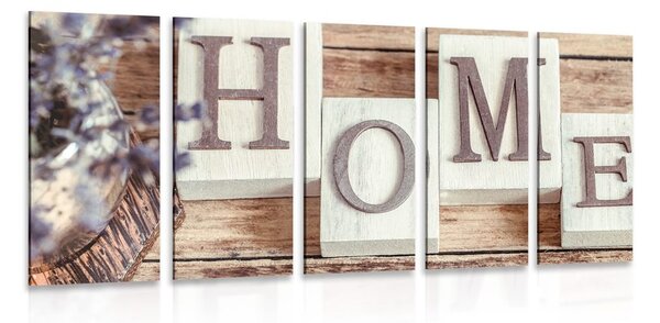 Tablou 5-piese litere HOME