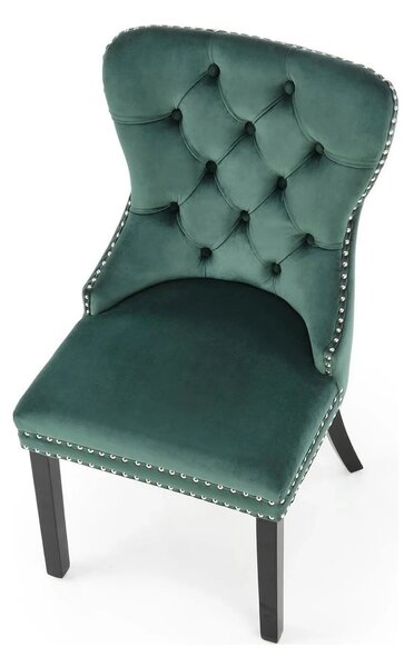 Scaun tapitat MIYA, verde/negru, stofa catifelata, 54x60x100 cm