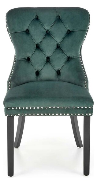 Scaun tapitat MIYA, verde/negru, stofa catifelata, 54x60x100 cm