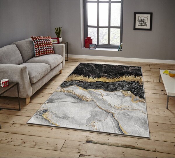 Covor, 80x140 cm, forma dreptunghiulara, poliester, efect de marmura