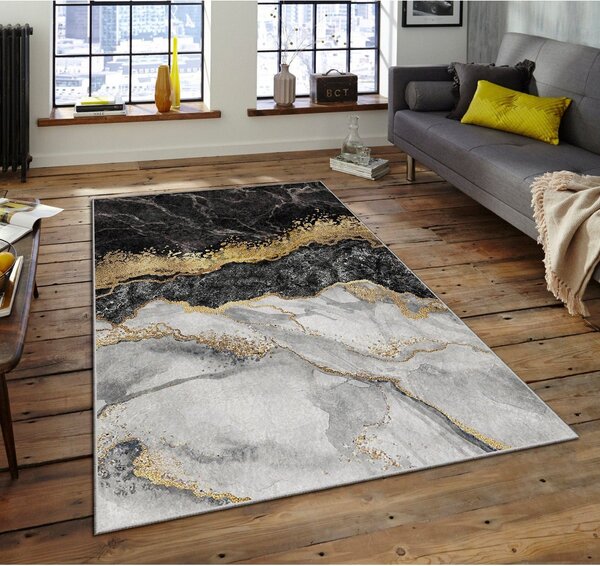 Covor, 80x140 cm, forma dreptunghiulara, poliester, efect de marmura