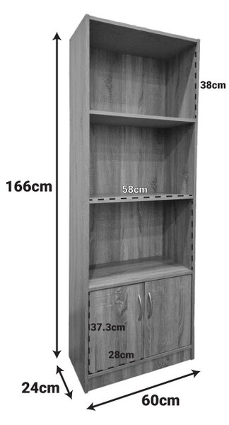 Biblioteca Tekaro Gri inchis 60x29x166 cm