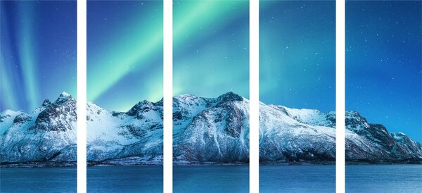 Tablou 5-piese aurora polară arctică