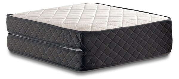 Pat pliabil XL Katlanir 90x200, stejar/negru, placaj/metal, cu saltea