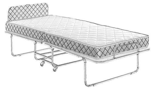 Pat pliabil XL Katlanir 90x200, stejar/negru, placaj/metal, cu saltea