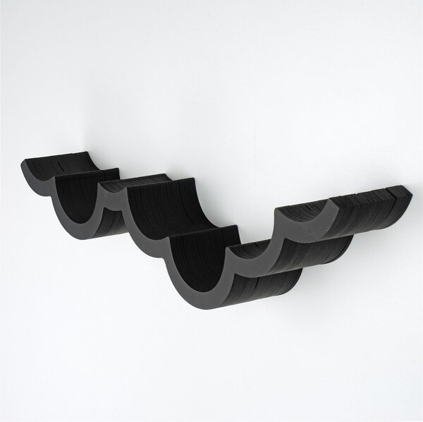 Suport hartie igienica WC018, negru, lemn, 62x16x9 cm