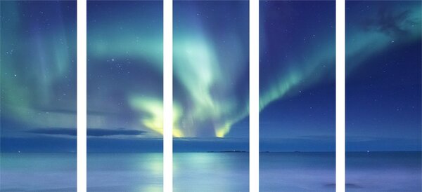 Tablou 5-piese aurora polară deasupra oceanului