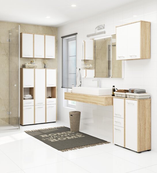 Dulap bucătărie Fulgor 2D 1SZ (stejar sonoma + alb). Promo -13%. 1117104