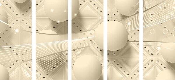 Tablou 5-piese lux alb în design sepia