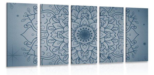 Tablou 5-piese floare albastru închis de Mandala
