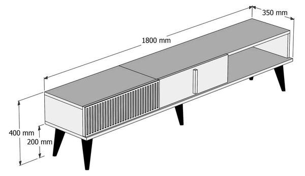 Comoda TV MILAN, nuc, PAL melaminat, 180x35x40 cm