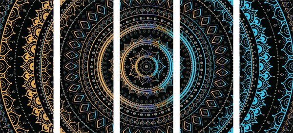 Tablou 5-piese Mandala cu modelul de soare