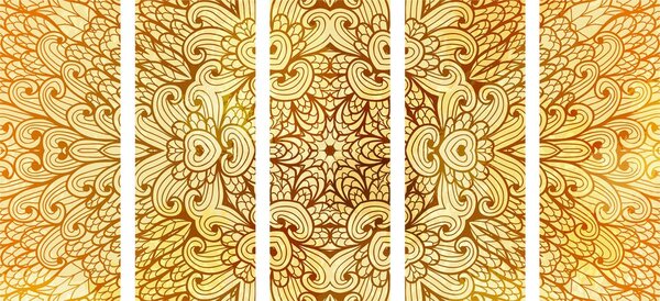 Tablou 5-piese Mandala etnică de aur