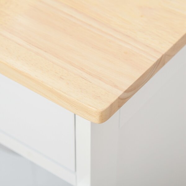 HOMCOM Cărucior Bucătărie cu Suport Sticle, Lemn de Cauciuc și MDF, 67x37x87cm, Design Elegant, Alb | Aosom Romania