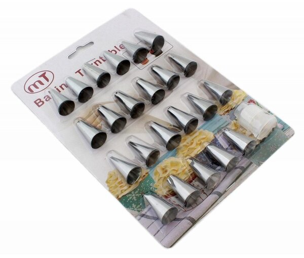 Set capete decorare prajituri, 23 forme, 1,8 x 3,2cm, argintiu