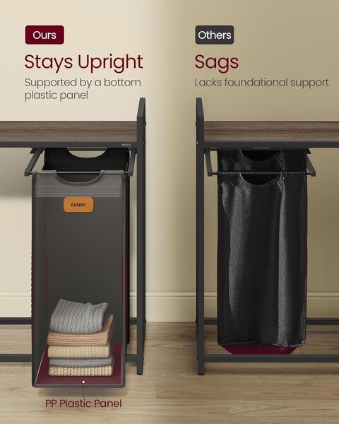 Cos de rufe Vasagle Negru 150 L, 117 x 33 x 80.5 cm