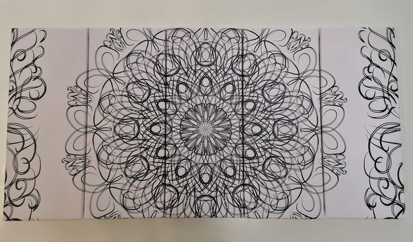 Tablou 5-piese Mandala florală abstractă în design alb-negru