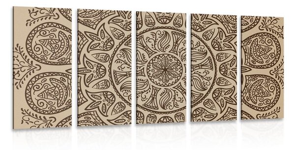 Tablou 5-piese Mandala cu model natural abstract