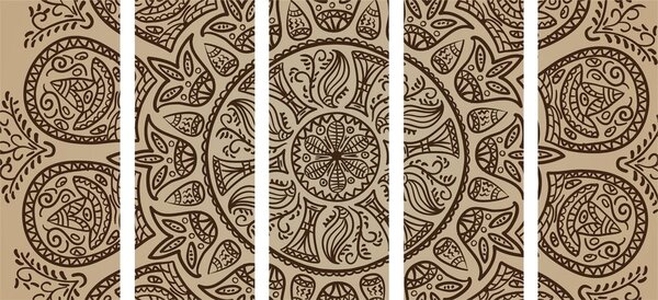 Tablou 5-piese Mandala cu model natural abstract