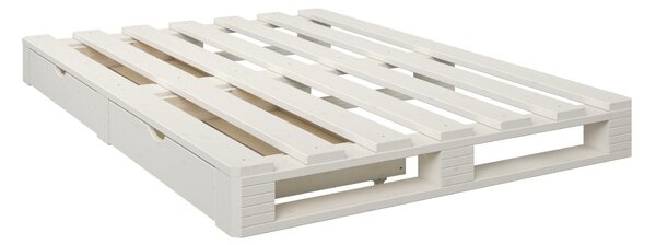 Pat Alasco cu 2 sertare, alb 140/200 cm