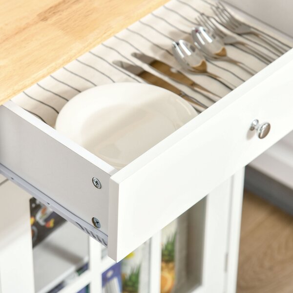 HOMCOM Cărucior Bucătărie Compact, Multifuncțional, Spațiu Depozitare, 67x48x86.5cm, Design Modern, Alb | Aosom Romania