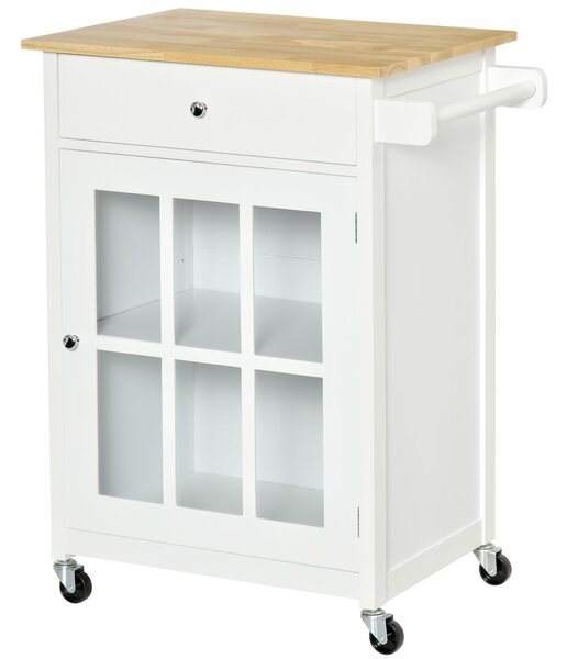 HOMCOM Cărucior Bucătărie Compact, Multifuncțional, Spațiu Depozitare, 67x48x86.5cm, Design Modern, Alb | Aosom Romania